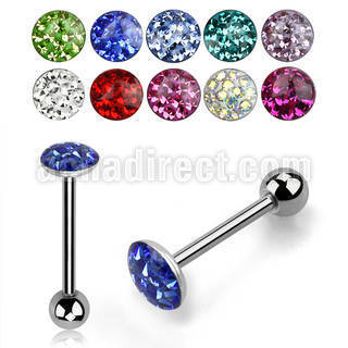 bbfc2x barbell lengua acero quirurgico bola acero 5mm 6 2mm cristal ferido 16mm al por mayor