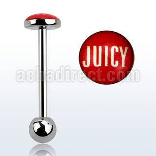 bbfjcy steel steel tongue barbell with juicy logo top