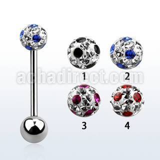 bbfr5a barbell lengua acero quirurgico bola multi cristal ferido 5mm puntos bola acero liso 5mm inferior mayorista