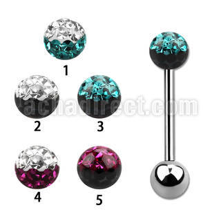 bbfr5e barbell lengua acero quirurgico bola multi cristal ferido 5mm colores bola acero liso 5mm inferior venta
