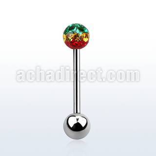 bbfr5r barbell lengua acero quirurgico bola multi cristal ferido 5mm rayas colores rasta bola acero liso 5mm inferior distribuidor mayorista