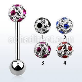 bbfr6a barbell lengua acero quirurgico bola 6mm multi cristal ferido puntos bola acero liso 6mm mayorista