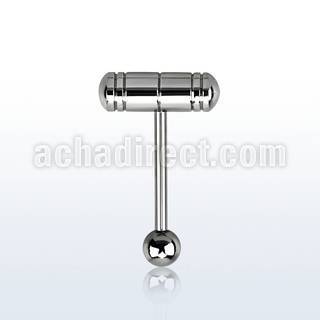 bbhmr 316l steel tongue barbell with steel hammer shaped top