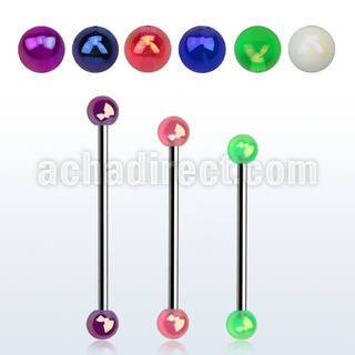 bbivab5 barbell industrial acero quirurgico bolas acrilicas recubrimiento ab 5mm mayorista