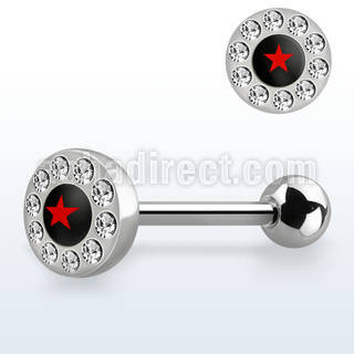bbloc3 barbell lengua acero quirurgico logo estrella rojo cristal claros 16mm distribuidor