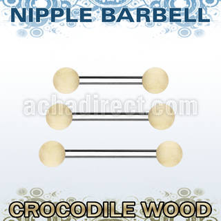 bbnpcr5 barbell pezon organico barra acero 316l bolas madera cocodrilo 5mm distribuidor mayorista