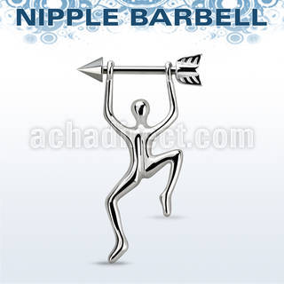 bbnpd14 barbell pezon acero quirurgico cono 5mm final flecha hombre colgando plata distribuidor mayorista