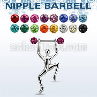 bbnpd15 barbell pezon acero quirurgico bolas 5mm multi cristal ferido hombre colgando plata distribuidor mayorista
