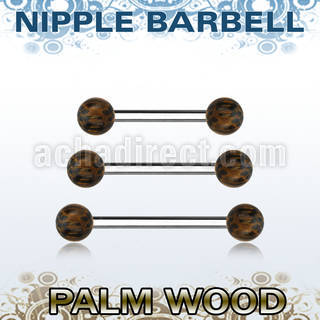 bbnppl5 barbell pezon organico barra acero 316l bolas madera palma 5mm venta