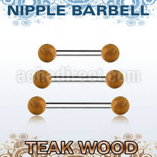 bbnpte5 barbell pezon organico barra acero 316l bolas madera teca 5mm venta