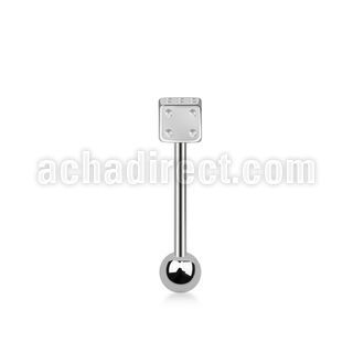 bbsdi 316l steel tongue barbell with 5mm dice top steel ball