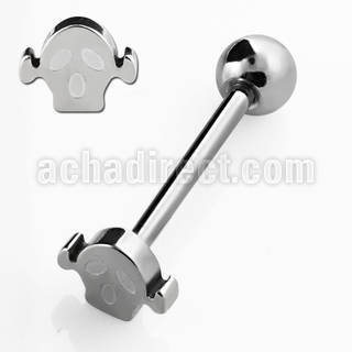 bbsks 316l steel tongue barbell w small skull lower ball
