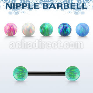 bbt2om barbell pezon acero quirurgico anodizado bolas opalo 5mm al por mayor