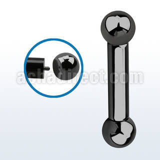 bbt4x 5mm external threaded black 316l steel tongue barbell