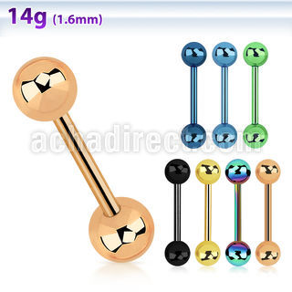 bbt anodized 316l steel tongue barbell with 6mm ball