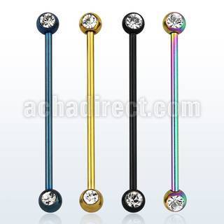 bbtccx anodized 316l steel industrial barbell w 5mm jewel ball