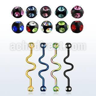 bbtcj barbell industrial zig zag acero anodizado bolas multi joya 5mm mayorista