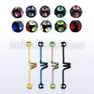 bbtcl barbell industrial espiral acero anodizado bolas multi joya 5mm venta