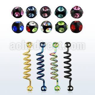 bbtcm barbell industrial espiral acero anodizado bolas multi joya 5mm distribuidor