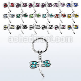bcrg392 steel bcr 1.6mm w a dragonfly design with crystal wings
