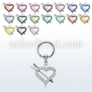 bcrg678 steel bcr 1.6mm w a crystal studded heart arrow