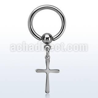 bcrgcrs 316l steel ball closure ring 14g w plain simple cross