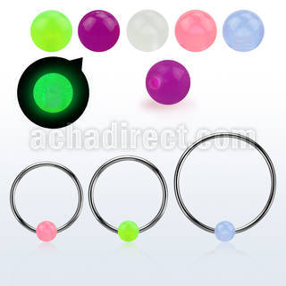 bcrgl5l aro bola presion diametro acero 316l bola 5mm acrilico brilla oscuridad usar como arete distribuidor mayorista