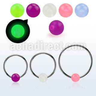 bcrgl6l aro bola presion diametro acero 316l bola 6mm acrilico brilla oscuridad usar como arete distribuidor mayorista