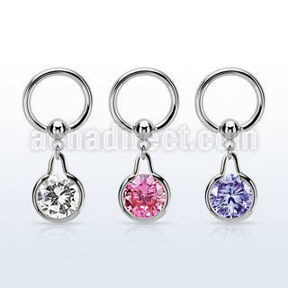 bcrgz417 aro bola presion acero 316l colgante redondo zirconia medio colgante esta hecho laton plata distribuidor mayorista
