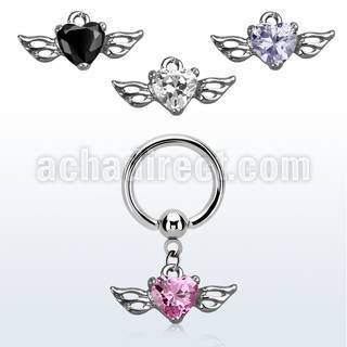bcrgz586 316l steel bcr 1.6mm w a heart shaped cz stone with wing