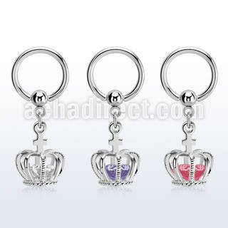 bcrgz590 aro acero quirurgico 316l bola presion colgante corona zirconia plata venta