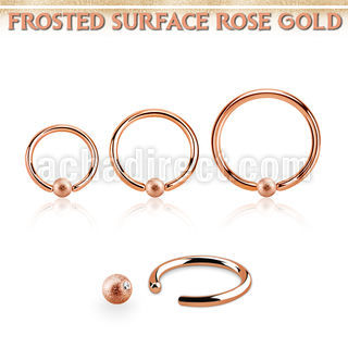 bcrr18f3 rose gold steel ball closure ring 18g  w 3mm frosted ball