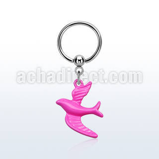 bcrs454 aro bola presion acero 316l pajaro pintado rosa colgado distribuidor
