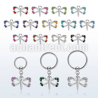 bcrs761 aro bola presion acero colgante mariposa pequena colgante laton chapado plata