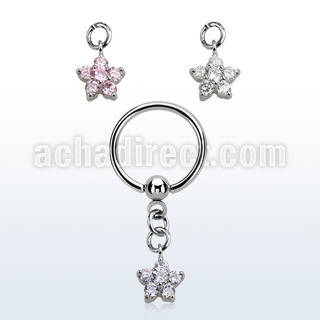 bcrsz324 316l steel bcr 1.2mm w a small cz flower