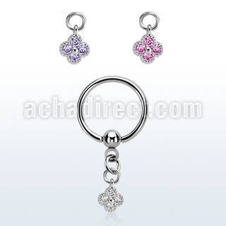 bcrsz411 aro acero quirurgico 316l bola presion colgante flor zirconia plata mayorista
