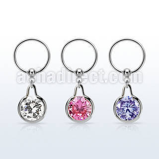 bcrsz417 aro bola presion acero 316l colgante redondo zirconia medio plata distribuidor mayorista