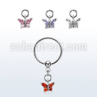 bcrsz589 aro bola presion acero 316l colgante mariposa zirconia distribuidor