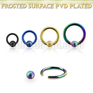 bcrt14f5 anodized steel ball closure ring, 14g w 5mm frosted ball