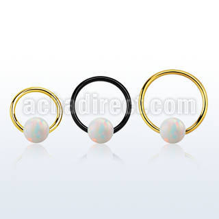 bcrt20o5 pvd plated 316l steel bcr 20g w 5mm synthetic opal ball