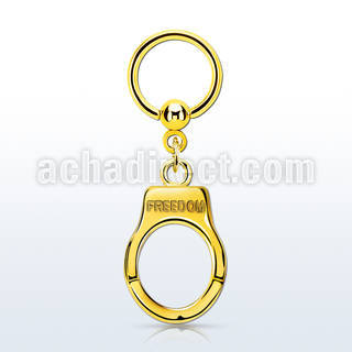 bcrtg765 aro bola presion acero 316l pvd dorado colgante esposas grabado freedom oro al por mayor