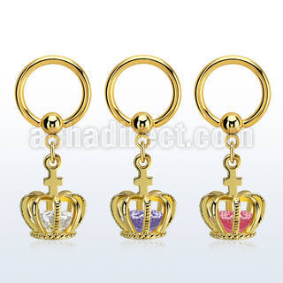 bcrtgz6 aro bola presion acero 316l pvd dorado colgante corona zirconia oro distribuidor mayorista