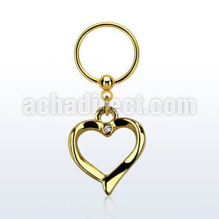 bcrts666 aro bola presion acero 316l pvd dorado corazon colgado cristal transparente mayorista
