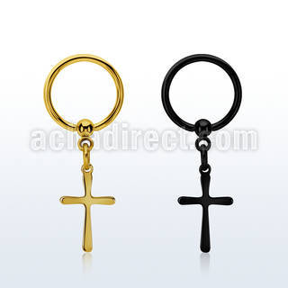 bcrtscrs aro bola presion acero 316l pvd negro dorado colgante liso cruz simple distribuidor