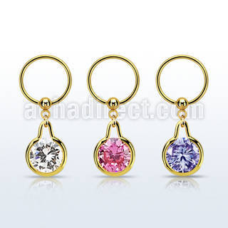 bcrtsz11 aro bola presion acero 316l pvd dorado colgante redondo zirconia medio oro al por mayor