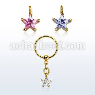 bcrtsz3 gold steel bcr 1.2mm w prong set star shaped cz stone