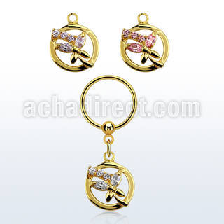 bcrtsz4 aro bola presion acero 316l pvd dorado circulo colgado mariposa cristal al por mayor