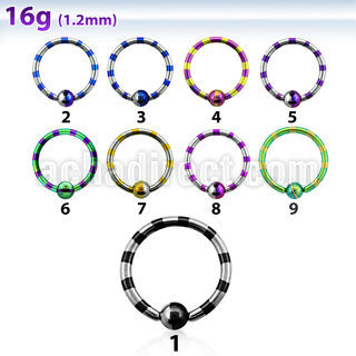 bctl16 zebra striped pvd 316l steel 3mm ball closure ring