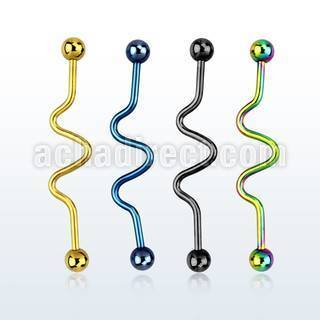 bdat14 barbell industrial zig zag acero quirurgico anodizado bolas 5mm mayorista