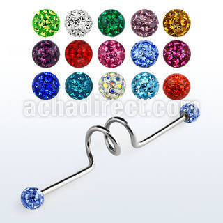 bdcf4 barbell industrial espiral acero quirurgico bolas multi cristal ferido 4mm 38mm distribuidor